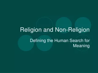 Religion and Non-Religion