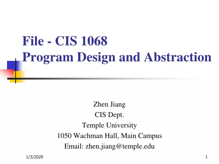 file cis 1068 program design and abstraction