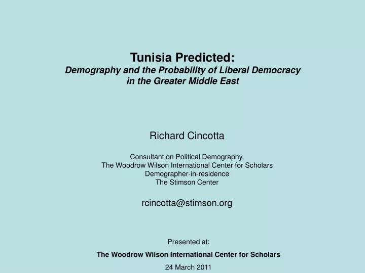 tunisia predicted demography and the probability