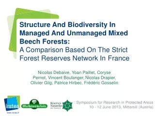 Symposium for Research in Protected Areas 10 - 12 June 2013,  Mittersill  (Austria)