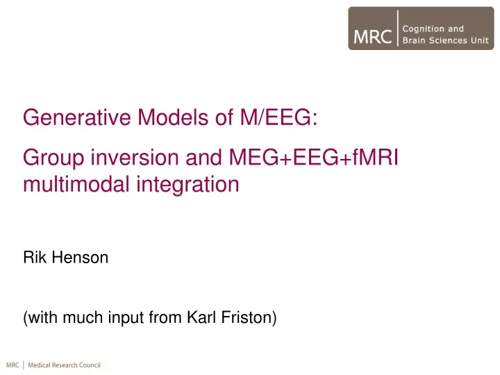 generative models of m eeg group inversion