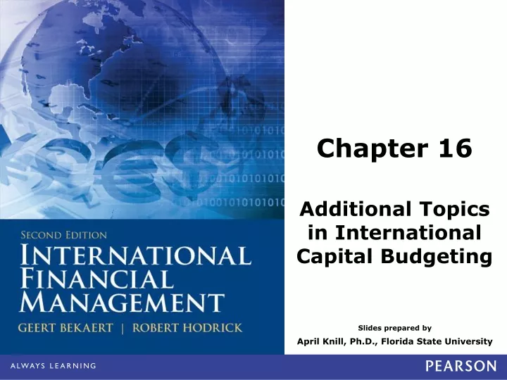 chapter 16 additional topics in international capital budgeting