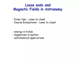 Loose ends and  Magnetic Fields in Astronomy