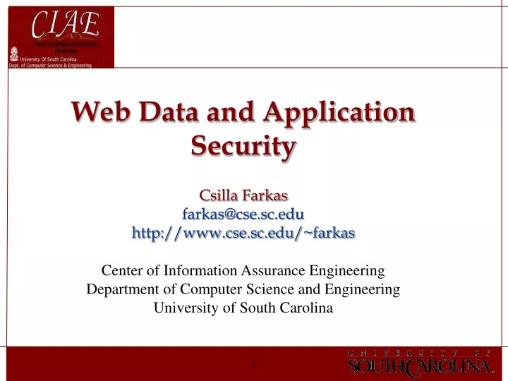 web data and application security csilla farkas
