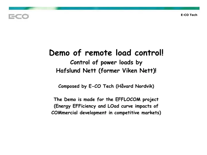 demo of remote load control control of power