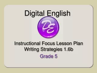 Instructional Focus Lesson Plan Writing Strategies 1.6b Grade 5