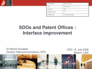 SDOs and Patent Offices : Interface improvement