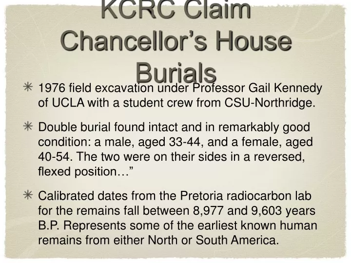 kcrc claim chancellor s house burials