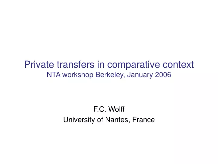 private transfers in comparative context nta workshop berkeley january 2006
