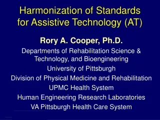 Harmonization of Standards for Assistive Technology (AT)