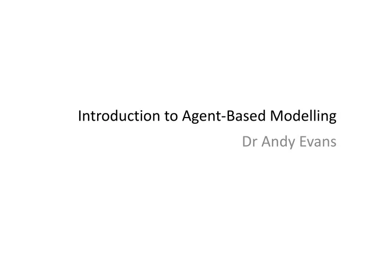 introduction to agent based modelling