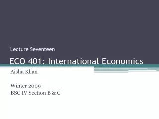 ECO 401: International Economics