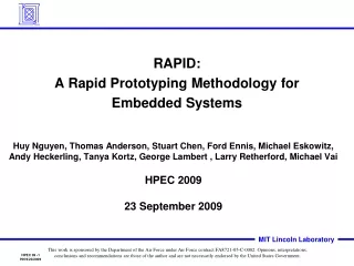RAPID: A Rapid Prototyping Methodology for Embedded Systems