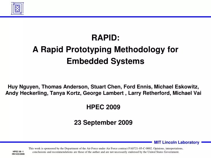 rapid a rapid prototyping methodology for embedded systems