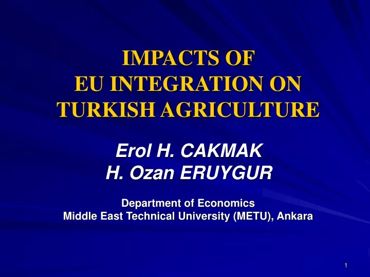 impacts of eu integration on turkish agriculture