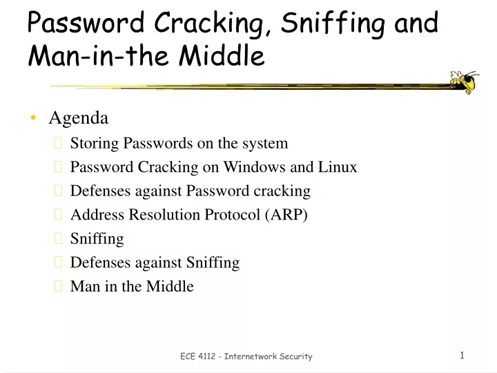 password cracking sniffing and man in the middle