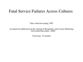 fatal service failures across cultures