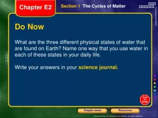Section 1 The Cycles of Matter
