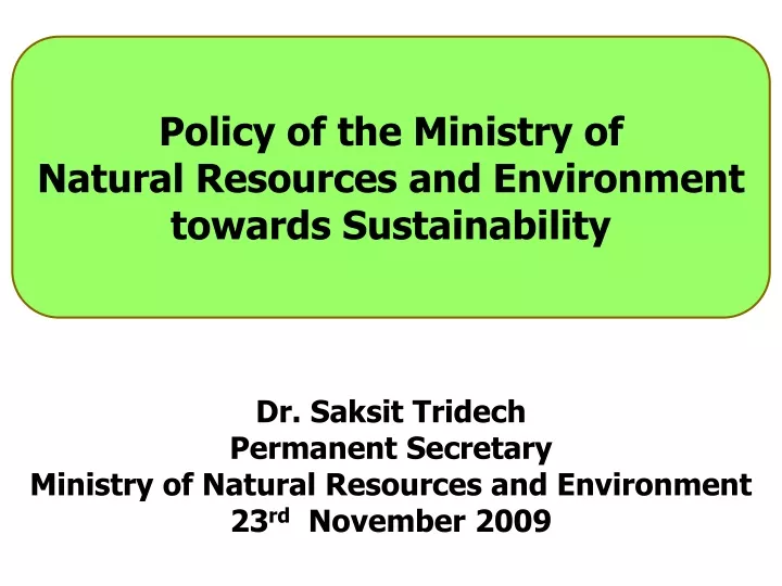policy of the ministry of natural resources