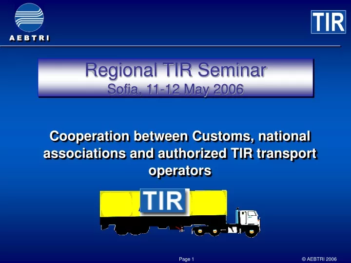 regional tir seminar sofia 11 12 may 2006