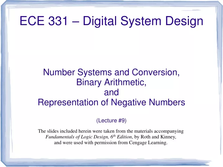 number systems and conversion binary arithmetic and representation of negative numbers lecture 9