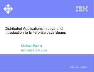 Distributed Applications in Java and Introduction to Enterprise Java Beans