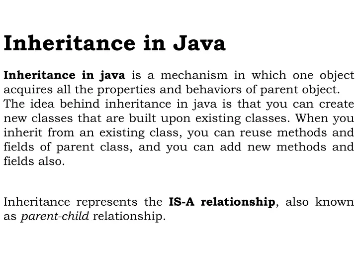 inheritance in java inheritance in java