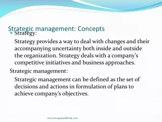Strategic management: Concepts