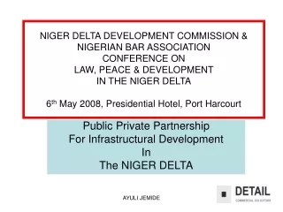 Public Private Partnership For Infrastructural Development  In  The NIGER DELTA