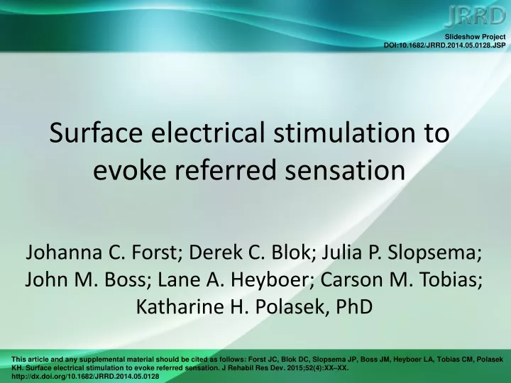 surface electrical stimulation to evoke referred sensation