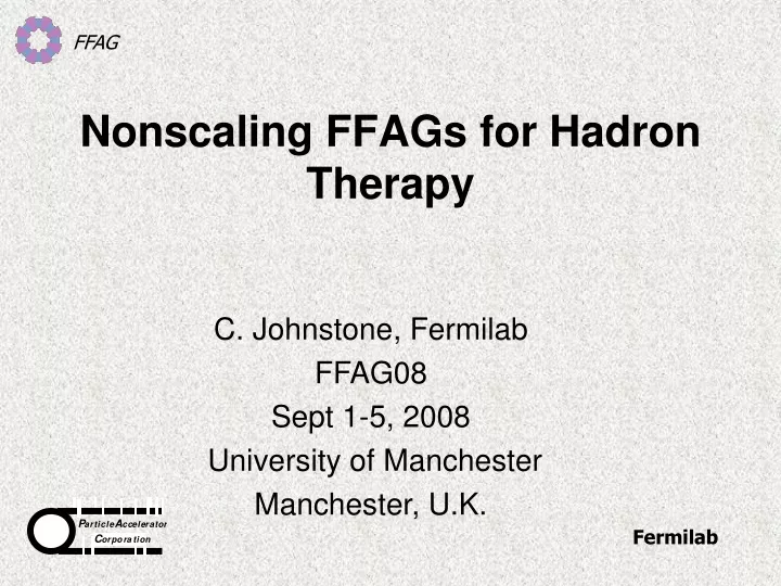 nonscaling ffags for hadron therapy
