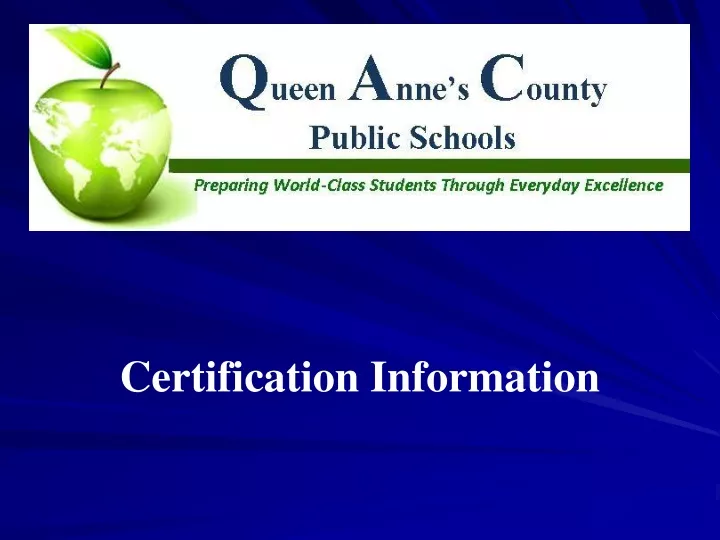 certification information