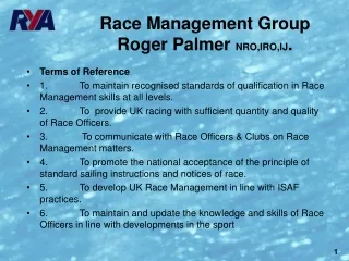 Race Management Group Roger Palmer  NRO,IRO,IJ .