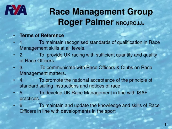 race management group roger palmer nro iro ij