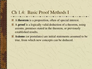 Ch 1.4:  Basic Proof Methods I