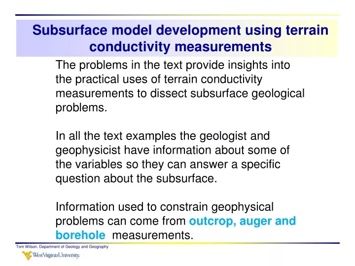 subsurface model development using terrain conductivity measurements