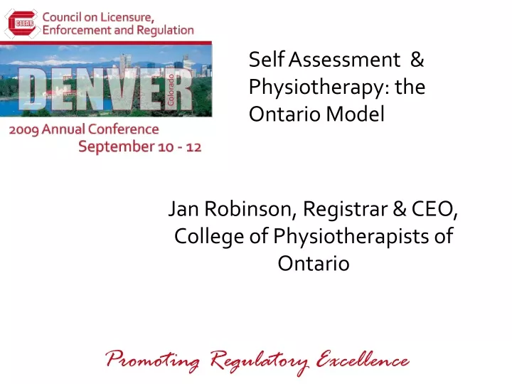 self assessment physiotherapy the ontario model
