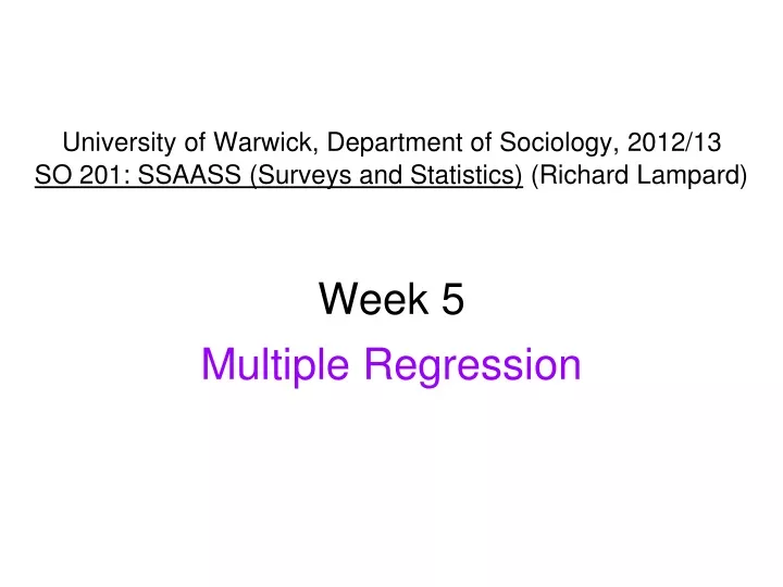 university of warwick department of sociology