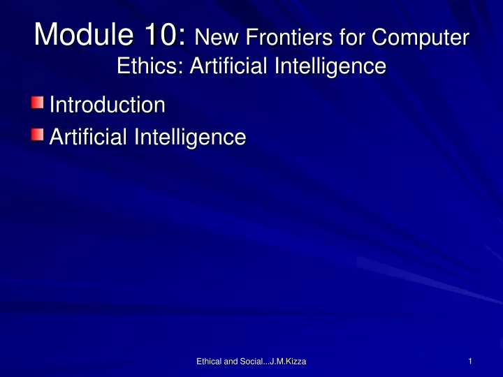 module 10 new frontiers for computer ethics artificial intelligence