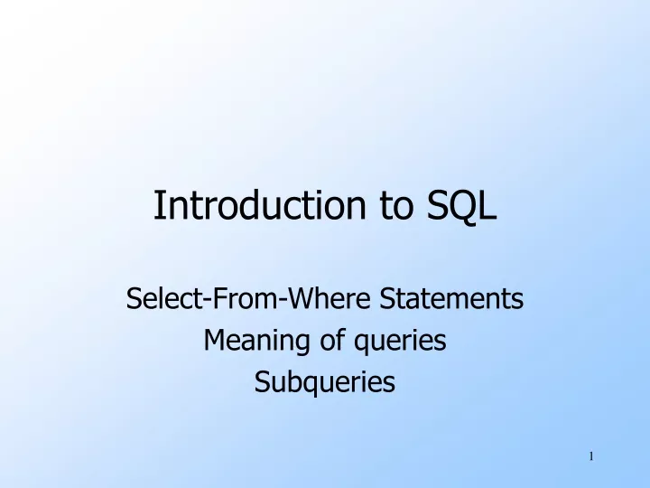 introduction to sql