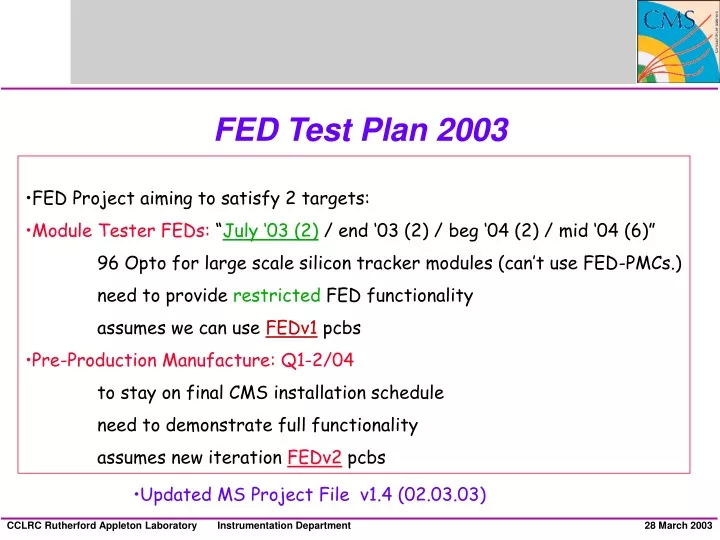 fed test plan 2003