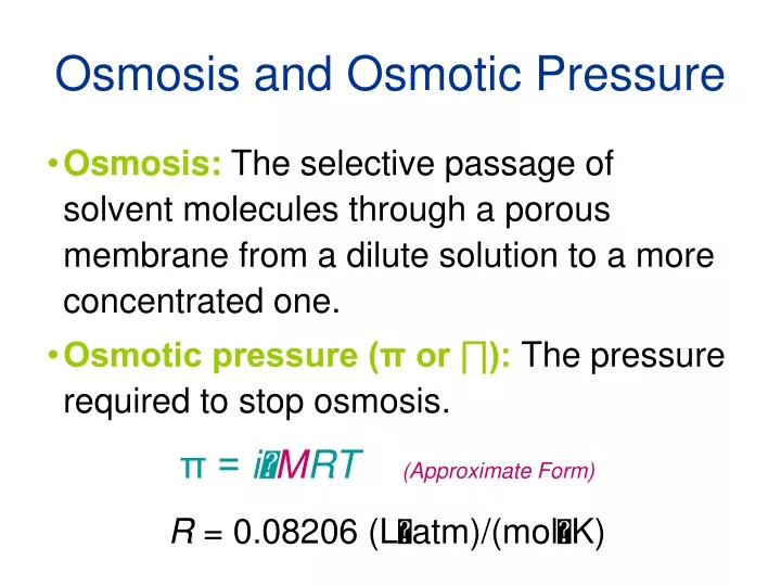 osmosis and osmotic pressure
