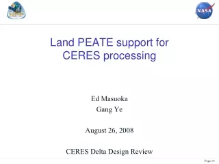 Land PEATE support for  CERES processing