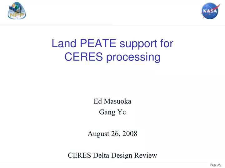 land peate support for ceres processing