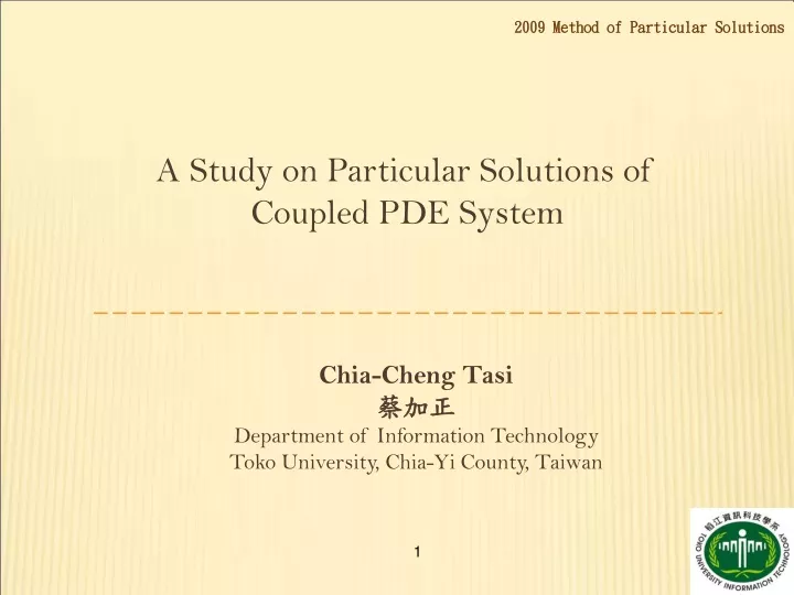 a study on particular solutions of coupled pde system