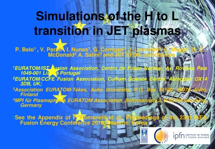 simulations of the h to l transition in jet plasmas