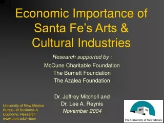 Economic Importance of  Santa Fe’s Arts &amp; Cultural Industries