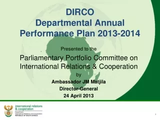 DIRCO Departmental Annual Performance Plan 2013-2014