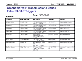 Greenfield VoIP Transmissions Cause  False RADAR Triggers