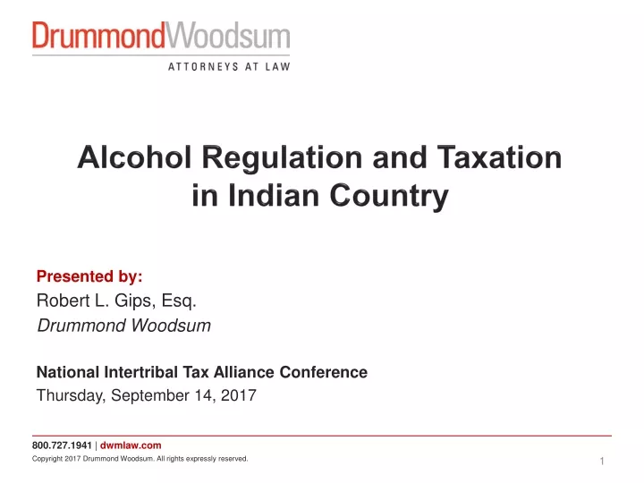 alcohol regulation and taxation in indian country